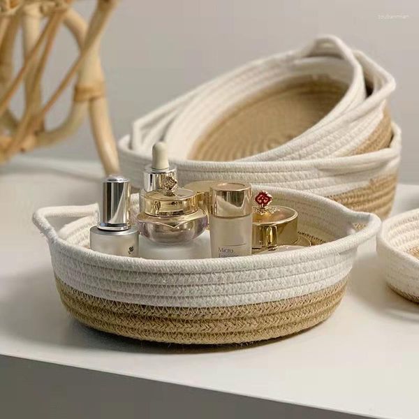 Scatole da stoccaggio Basket Jewelry Boier Boier Casetic Cotton Rope Desktop Key Remote Control Sunderies