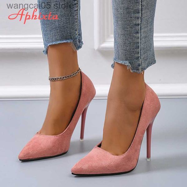 Scarpe eleganti aphixta da 4,72 pollici tacchi a spillo super alto pompe donne donne solide robust appunted scarpe da festa della donna più grandi dimensioni 44 45 t230818