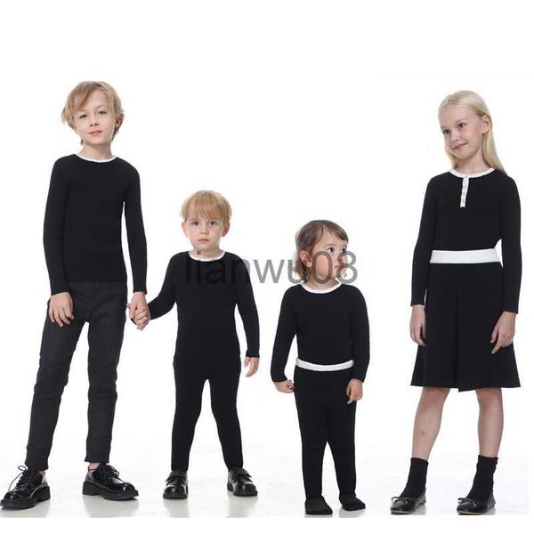 Pullover Kinder Spanische Kleidung Set Jungen Mädchen Gestrickte Kleidung Anzug Baby Pullover Mädchen Stricken Röcke Junge Stricken Tops Bruder Schwester x0818