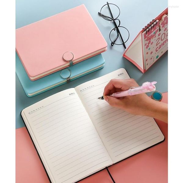 Tamanho Magnetic Lock Notebook 100 folhas rosa preto cor de couro azul