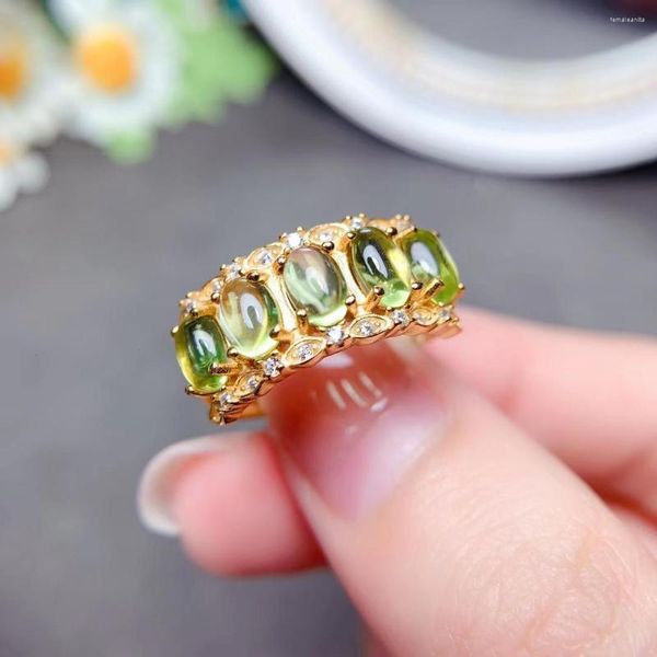 Ringos de cluster meibapj Natural Peridot Gemstone Fashion Ring For Women Real 925 Sterling Silver Stone Green Stone Fine Fine Party Jewelry