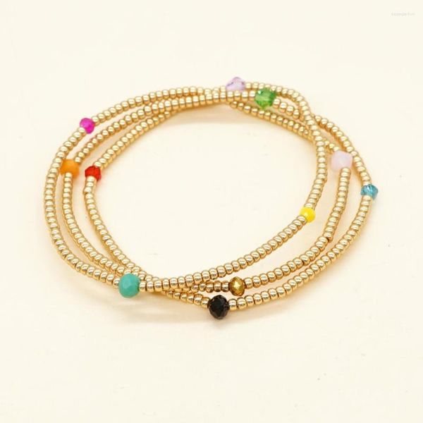 Strand Yastyt empilhando pulseiras de ouro com miçangas com miçangas de miçangas de molas de miçanga de jóias de moda Birthstone Spacers Crystal Spacers para mulheres