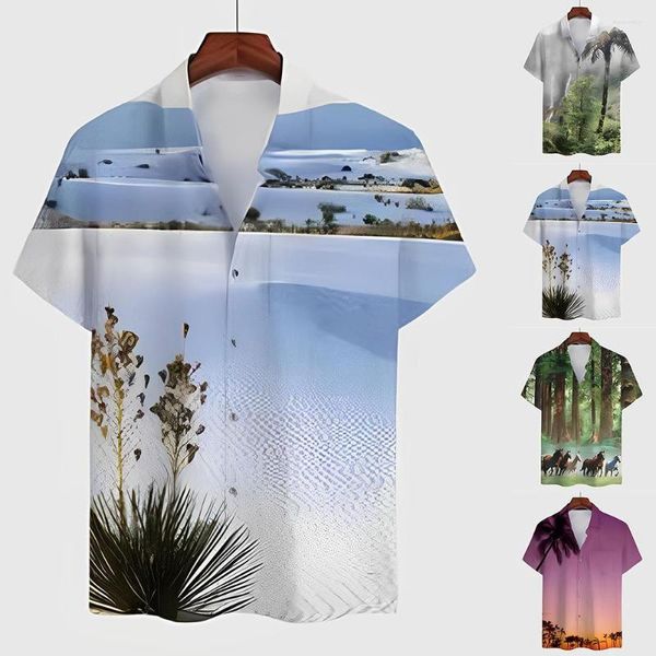 Erkekler Sıradan Gömlek Hardian Hawaii Gömlek Erkekler Yaz 2023 Moda 3D Baskılı Plaj Kısa Kol Üstleri Tee Bluz İç Çamaşır Giyim