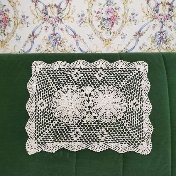 Tapetes de mesa de algodão vintage de algodão artesanal placemat crochet xícara de natal de pano de pano de pano de pano de café