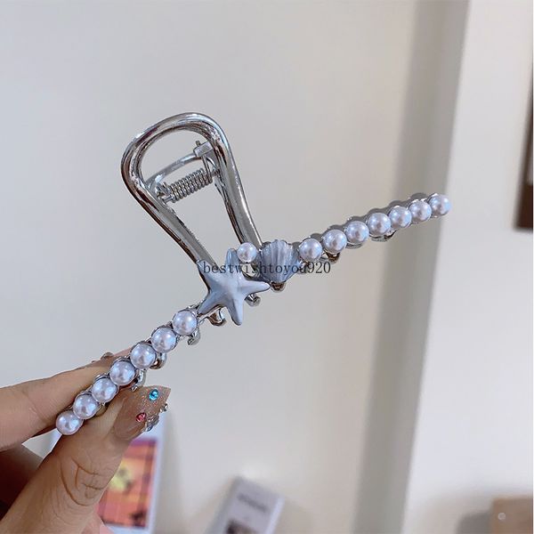 Pearl Shell Starfish Hair Claw Women Summer 2023 Metal Clip per capelli grandi copricapo per copricapo Barrette Accessori per clip coda di cavallo