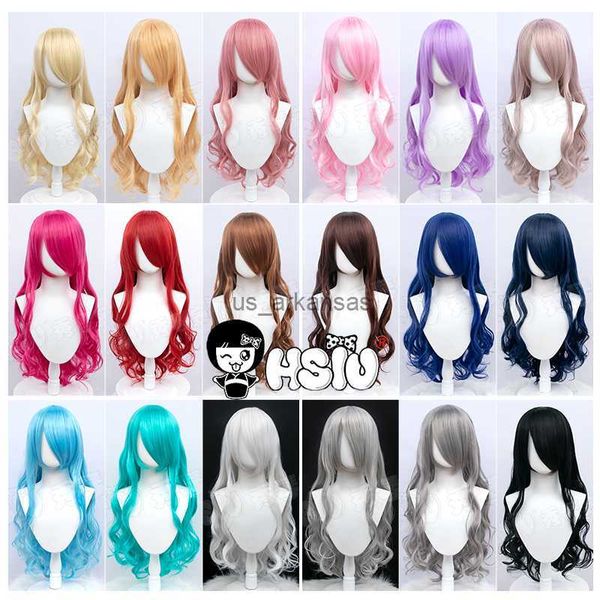 Perucas sintéticas HSIU BrandCoSplay Wig 75cm 29.5in Cabelo de cabelo cacheado de longa lento