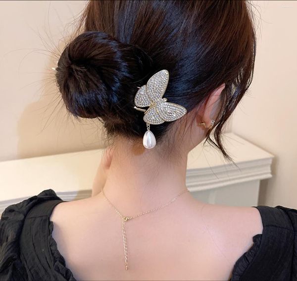 Clip per capelli Butterfly Pearl barocco vintage Rinestone Accessori semplici per le donne gioielli di moda