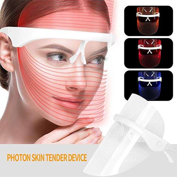 Massageador de rosto LED Red e Blue Beauty Instrument Pon Rejuvenesation Beauty LED LED Máscara de Beleza Luz de Três cores 230818