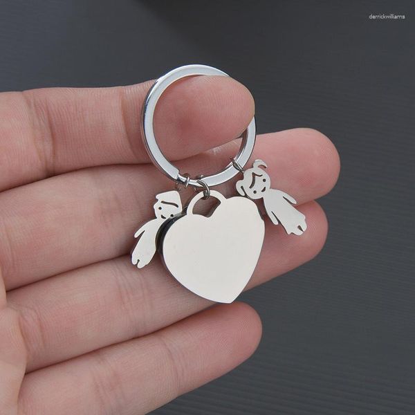 Chaveiros de aço inoxidável menino menina keychain em branco para gravar o espelho de cadeia -chave da família de metal grave 10pcs