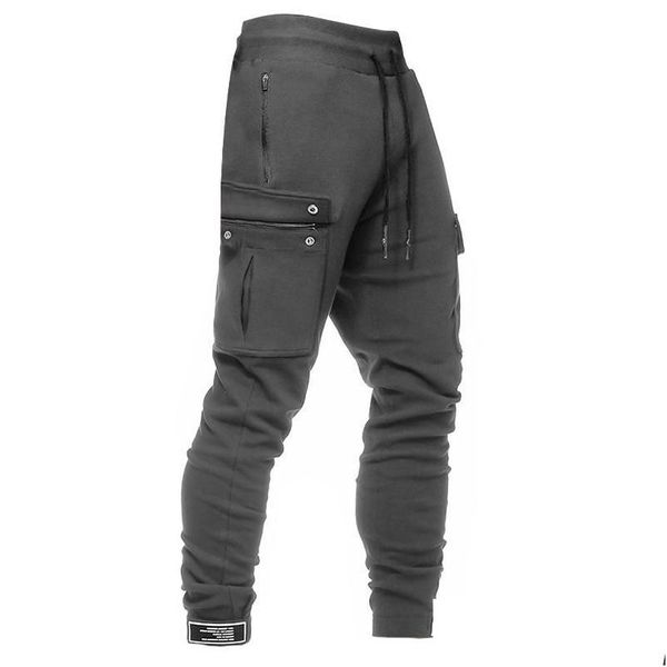 Мужские брюки мужские спортивные штаны для бега повседневного бокового кармана, мужчины, спортивные бодибилдинг и осенняя зимняя доставка одежды одежда Dh9px