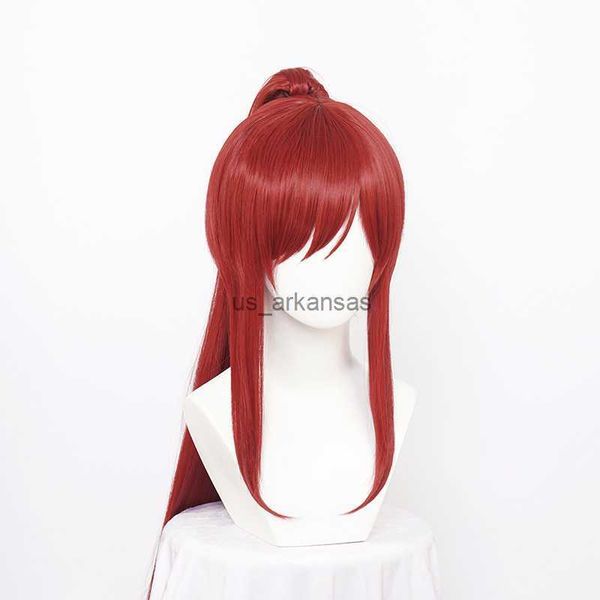 Synthetic Wigs ccutoo Synthetic Erza Scarlet Cosplay Wig Fairy Tail Women Long Red Wig Cos Anime Cosplay Wigs Heat Resistant Wigs + Wig Cap HKD230818