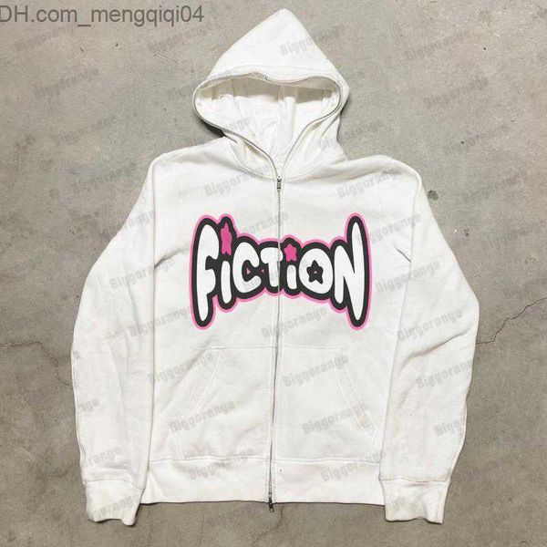 Erkek Hoodies Sweatshirts Retro Street Harajuku Çizgi Roman Büyük Baskı Kapşonlu Kazak Kadınlar Gevşek Sıradan Fermuarı Kapşonlu Kazak Ceket Erkek iç çamaşırı Z230819