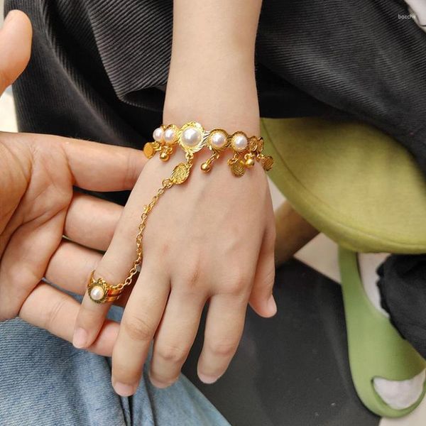 Pulseira de pulseiras de ouro para meninas meninos crianças filhos de luxo e presentes de férias