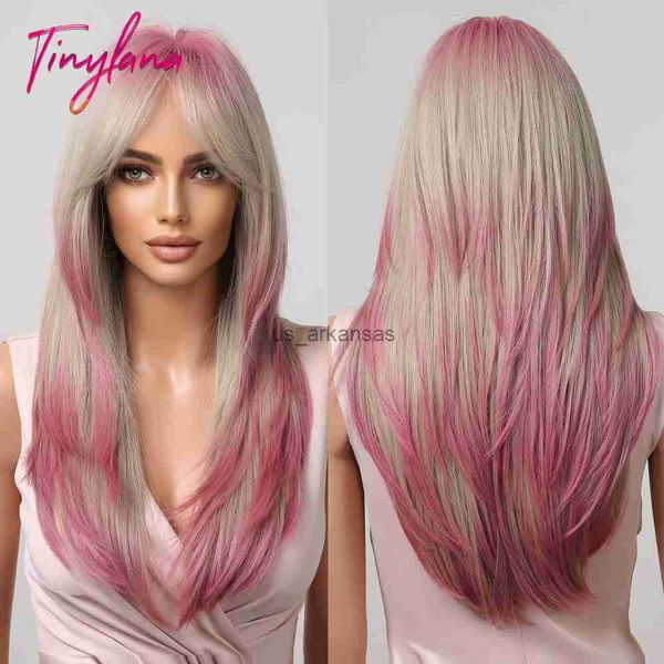 Синтетические парики серая пепельная блондинка розовая выделяем