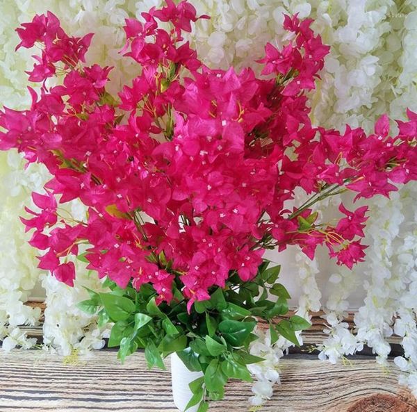 Flores decorativas 20pcs 100cm Bougainvillea Glabra Flower Branch para Plant Wall Wedding Archway Props Home Al Office Bar