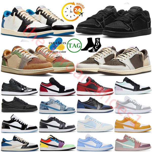 Taglia 13 Jumpman 1 Panda Scarpe da basket 1s Bred Nero Phantom Bianco Lupo Grigio Mocha scuro Panda Reverse Mocha Olive University Blu Laser Arancione Scarpe sportive Concord