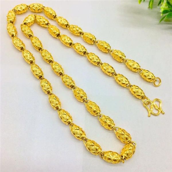 Ketten Männer Halsketten echt 24k Gold plattiert Schmuck Geometrische Olivenperlenkette für Hochzeitstag Freund Geburtstagsgeschenke