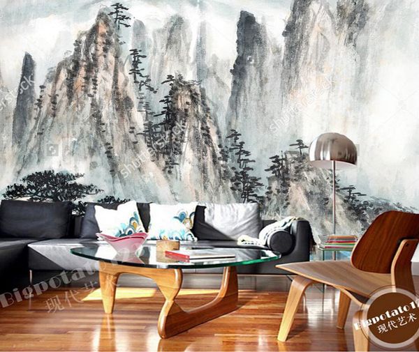 Papéis de parede Retro Wallpaper Paisagem Chinesa Pintura Po Mural para Lar Quarto Runando Papão De Parede