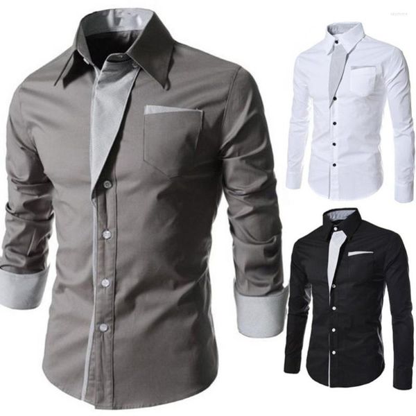 Camisas de vestido masculinas camisa fit slim fit slave lapeel algodão casual macio masculino masculino lapéu de luxo masculino fora roupas de rua