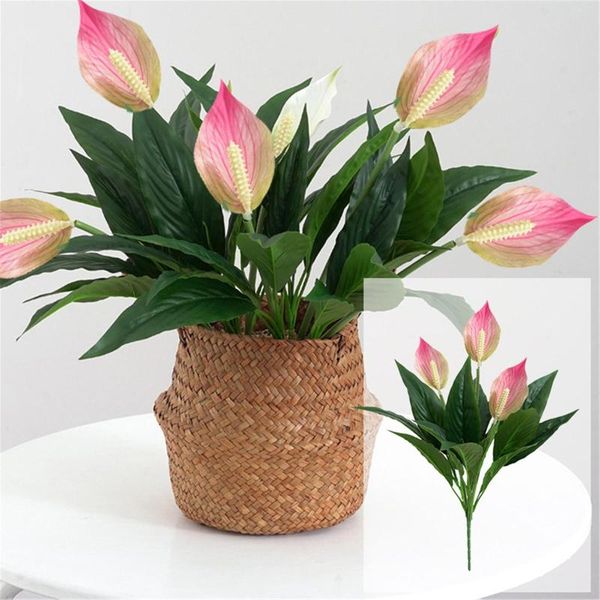 Flores decorativas Flower alfabeto parede pendurado artificial 2pack Anthurium Bouquets real simulação realista tropical