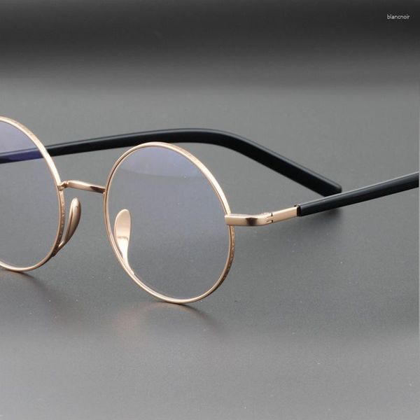Sonnenbrillen Rahmen Titangläser Rahmen Männer 2023 Vintage Round Eye Frauen Optische verschreibungspflichtige Brille klares Brillen Gold Oculos