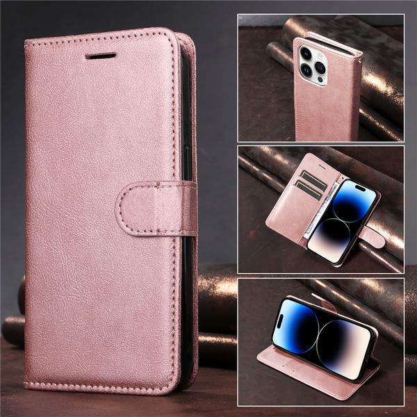 Armband Magnetic Folio Leder Telefon Hülle für iPhone 15 14 13 12 Pro Max Samsung Galaxy S22 S23 Ultra A34 5G Dual Card Slots Wallet Kickstand Business Protective Shell
