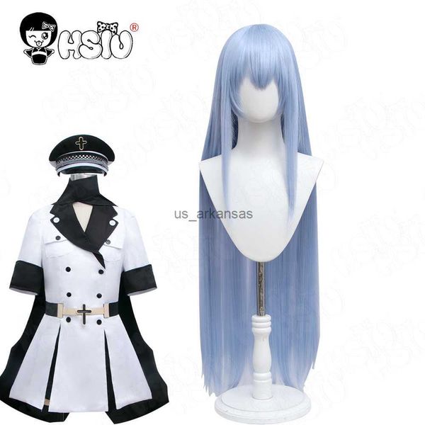 Sentetik peruklar esdeath cosplay peruk kostümleri fiber sentetik peruk anime akame ga öldür