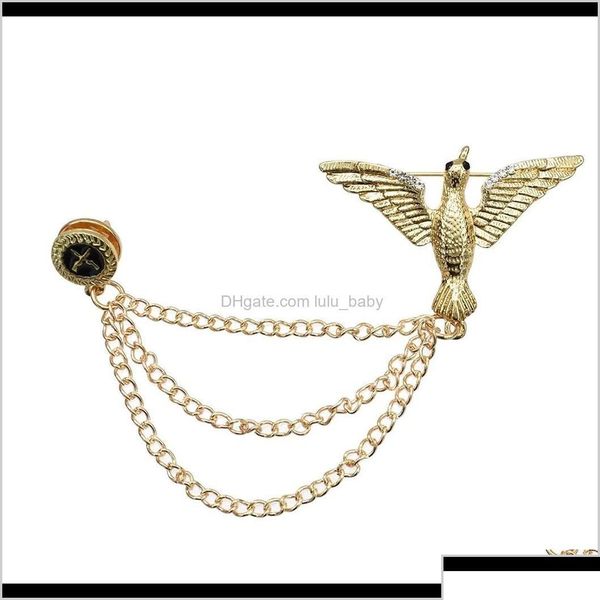 Pinos broches dourado gold light bird bird colar cadeia de colarinho homem masculina acessórios de vestido jóias de festa wcrnu gofug gota entrega dhfjw