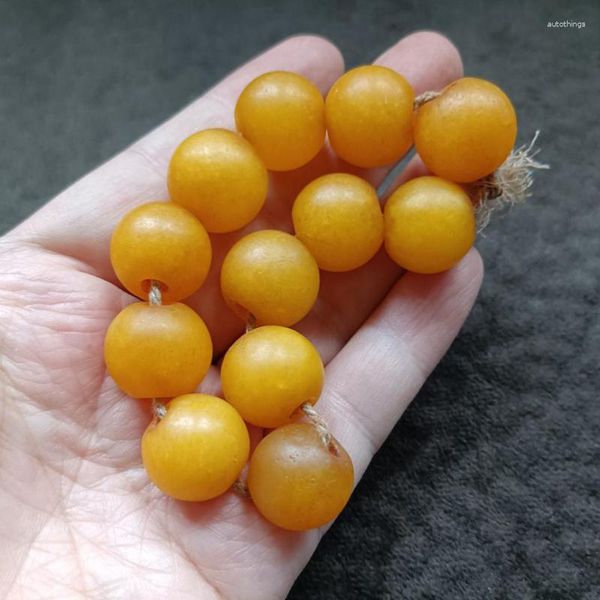 Messi di gemme sciolte perline di agata giallo naturale per gioielli che producono bracciale per perline di assi fai -da -te in perline di perline tibetane vecchie accessori perle
