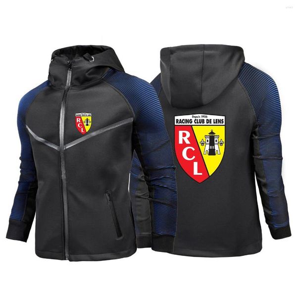 Мужские толстовины евро -клуб RC Lens Mens Racing Supt Grate Gradient Gradient водонепроницаемый дождевой пальто Harajuku Удобная мотоциклевая одежда уличной одежды