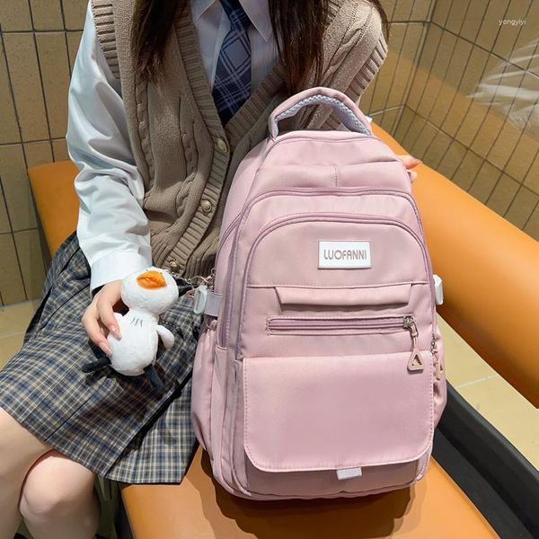 Moda de mochila kawaii grande capacidade para meninas adolescentes multi -bolsos mochila bolsas escolares fofas harajuku