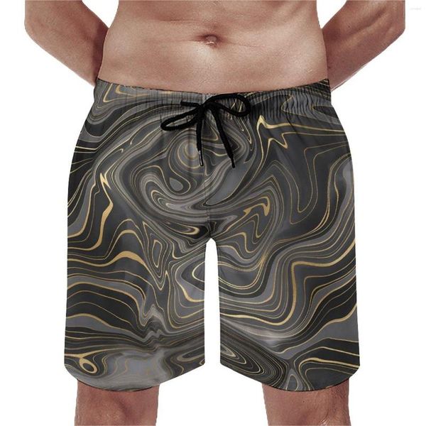 Pantaloncini da uomo Shorts Boards Summer Black Grey Gold Marble Casual Beach Pants Short Man Sportswear Design Dry Design Trunks