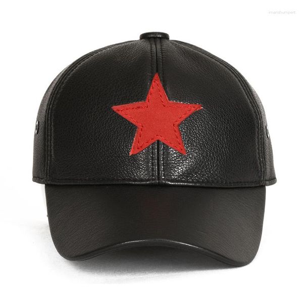 Ballkappen 2023 Herren echter Leder Baseball Cap Hat Marke Style Frühling Winter Russisch warm ein Pelzhüte