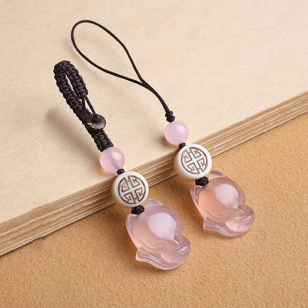 Charms Creative Lanyard Peach Blossom Luck Natural Agate U Диск подвеска