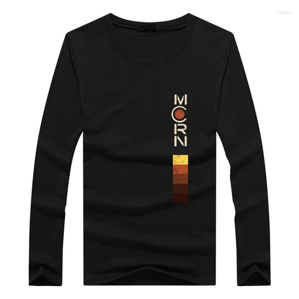 Camisetas masculinas Vintage Mcrn Uniform Crew pescoço de manga longa camisa de tamanho grande para homens A extensão de t-shirt de algodão da TV