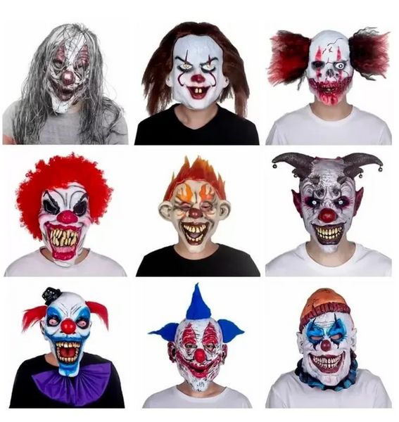 Ana Sayfa Palyaço Yüz Dans Cosplay Mask Lateks Partisi Maskcostumes Props Cadılar Bayramı Terör Maskesi Erkekler Korkunç Maskeler C298
