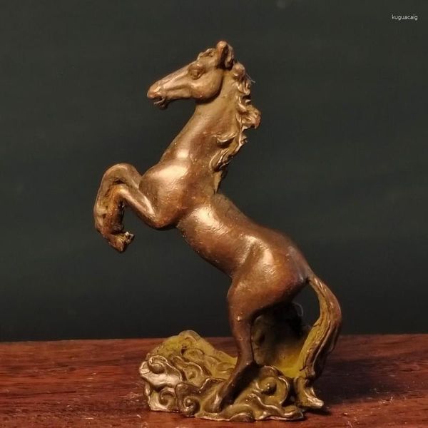 Estatuetas decorativas para pequenos cavalos estátua de cobre Ornamento Acessórios para decoração para casa para sala de estar Decorações de escritório de escritório Crafts