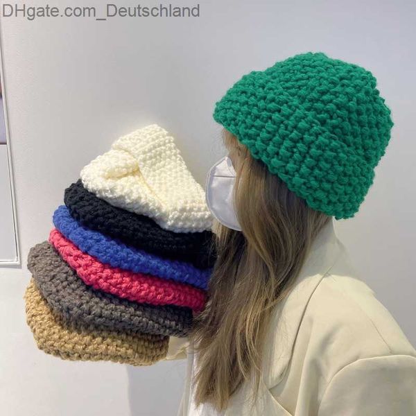 Mütze/Schädelkappen Beanieskull Caps Y2K Winterhutschädel Mützenhüße Winter Beanies Caps für Männer Frauen grob gestrickt Ananas Muster Wolle Bonnet Z230819