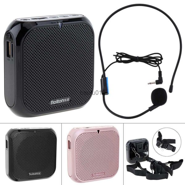 Mikrofonlar Rolton K400 3 Renkler Taşınabilir Kablolu Mini Ses Megafon Ses Amplifikatörü Mic Bel Bant Klip Desteği FM Radyo TF MP3 çalar HKD230818