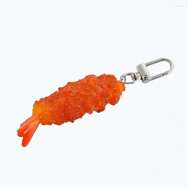 Schlüsselanhänger Emulation Japanische Küche Meeresfrüchte Tempura Delikatessen PVC Harz Schlüsselbund Lustige gebratene Lebensmittel po Requisiten Rucksack Dangle Jewelry