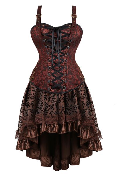 Bel karın şekillendirici korseler kadınlar için elbise artı beden korsan steampunk büstör etek vintage Victoria kıyafetleri gotik cadılar bayramı kostümleri 2308017