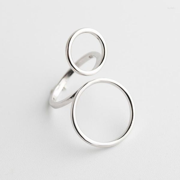 Ringos de cluster Japão e Coréia do Sul Wind S925 Sterling Silver Ring Girl Personalidade Moda Plain Jewelry Circle Shape Line