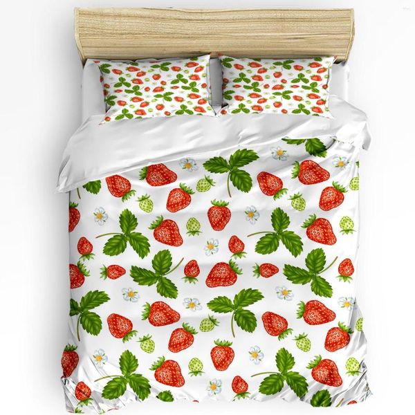 Bedding Define Summer Fruit Strawberry Leaf Repita 3pcs Conjunto para Bedroom Bed Bed Bed Home Têxtil Trepa de Trepa de Trepa de Quilússia