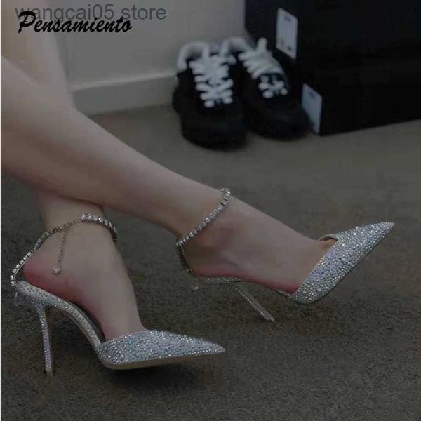 Scarpe eleganti Donne con paillettes di cristallo di lusso pompe eleganti tacchi alti sottili FASTANTE FASHIGHT SCARPE SCARPE SCARPE SEXY MADERE BRIDAL T230818