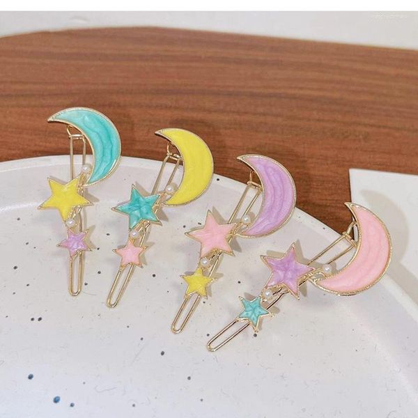 Clip per capelli colorati olio gocciolante Moon clip girl women pins per bambini accessori per bambini
