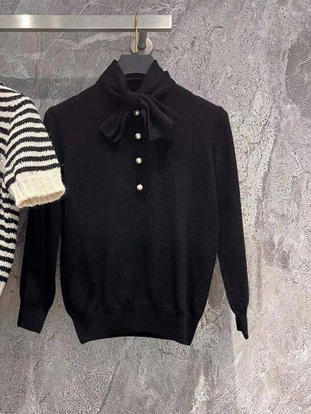 Maglioni femminili maglione in cashmere morbido per donne per donne 2023 autunno di alta qualità COMFY TIE COLLAR DESIGNA