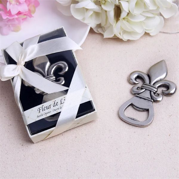 50pcs Fleur de Lis Bottle abridor de garrafas de garrafa Favores de casamento Aniversário de chuveiro de chá de panela Favorszz de garrafas de garrafas