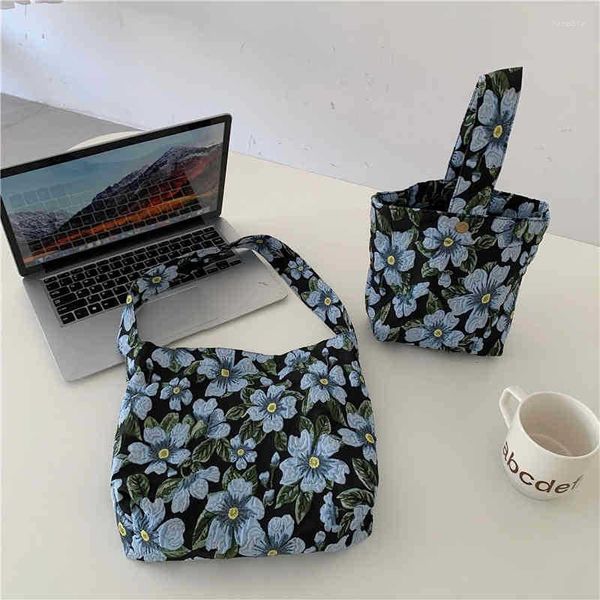 Abendtaschen Jacquard Stoff Frauen Umhängetaschen Damen Handtasche Leinwand große Kapazität Totblume geprägte Designer Eco Shopper Kosmetik Kosmetik