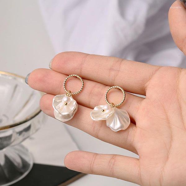 Orecchini per borchie Stile Super Corea Signore eleganti Accessori alla moda Accessori in lega Ear Circle Shell Petals Ciondolo per donne ragazze