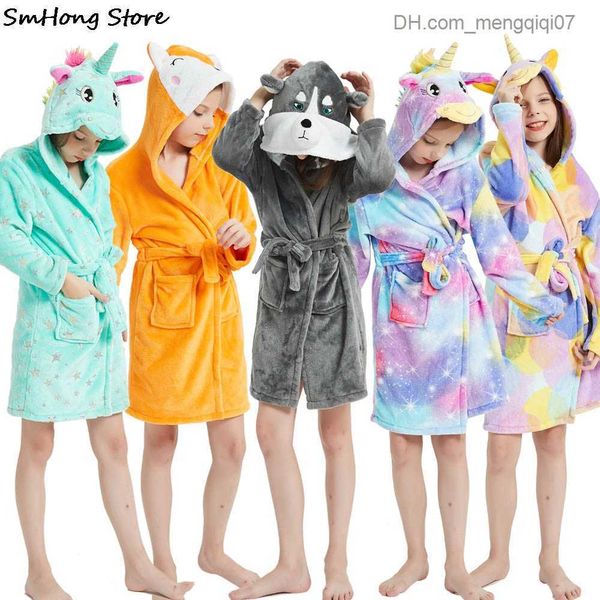 Toalhas Rouba Meninos e Meninas Capuz de banheira Kigurumi Unicorn Anime Cartoon Toalhas praia Pijama infantil Towels de banho de bebê Pijamas Z230819